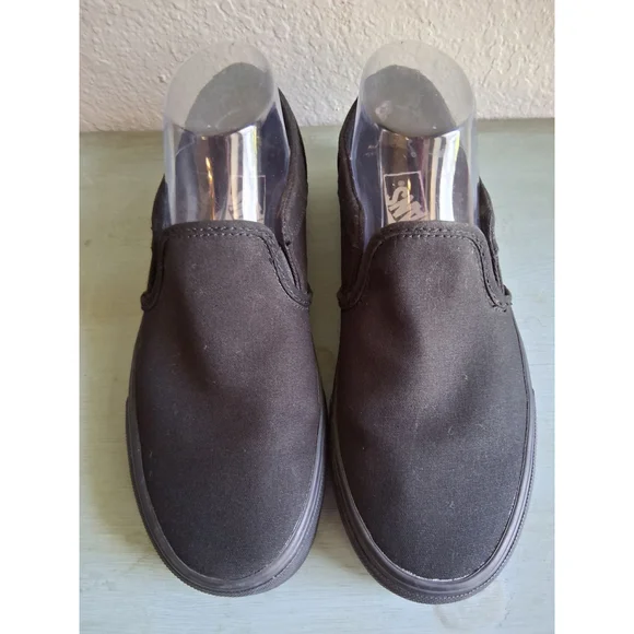 Men's Unisex EUC Vans Slip-On Sneakers Black sz.8 - Picture 2 of 11